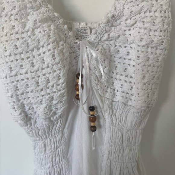 White Crochet Mini Dress (100% Cotton) - Picture 2 of 4